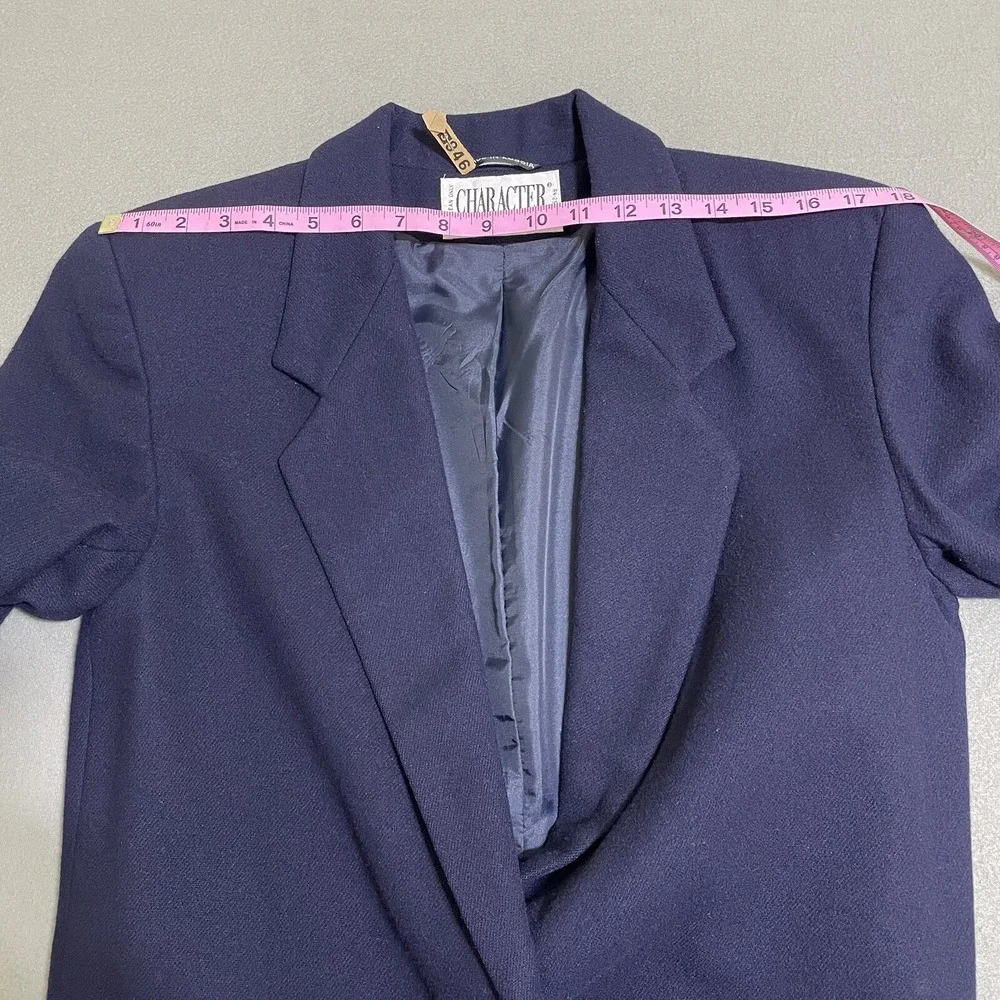 Vtg Womens WOOL BLAZER JACKET Gold Accent Buttons Preppy 90s Academic‎ Navy Sz 8
